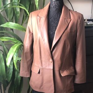 Woman’s leather blazer jacket
